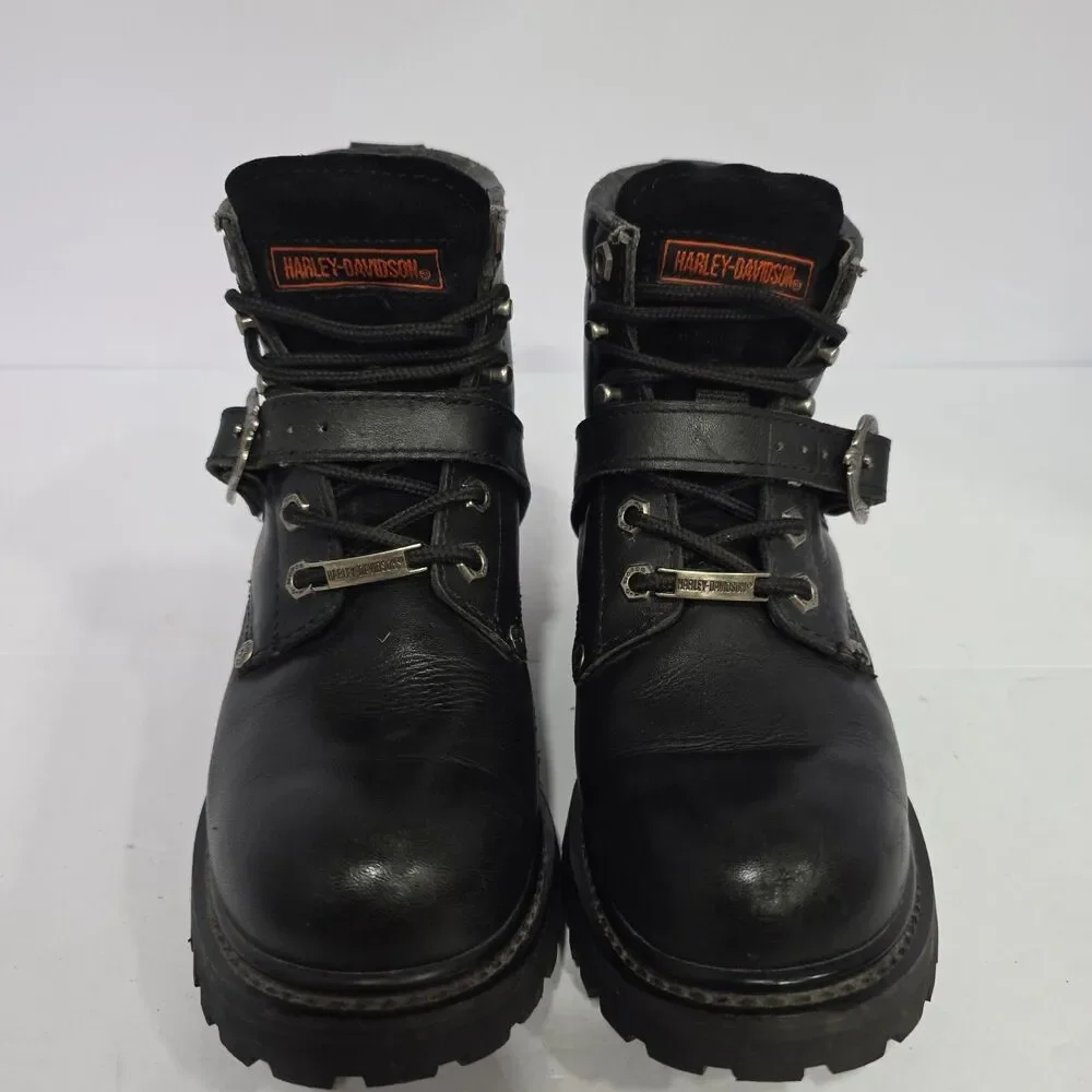 Harley-Davidson Faded Glory Boots Women's Size 8 US Black Lace Up Leather Moto